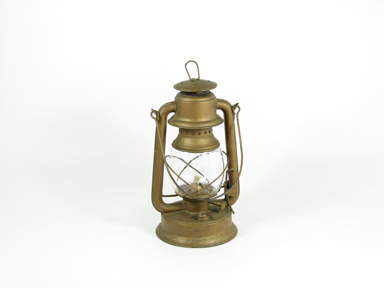 Vintage Gold Lantern Hanging Kerosene Lamp by BridgewoodPlace