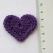 Crochet applique hearts white purple lilac