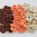 Crochet flowers appliques sc beige light salmon brown