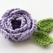 Lilac purple rose crochet flower applique