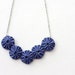 Yoyo necklace Blue white polka dot cotton fabric Nautical summer fashion