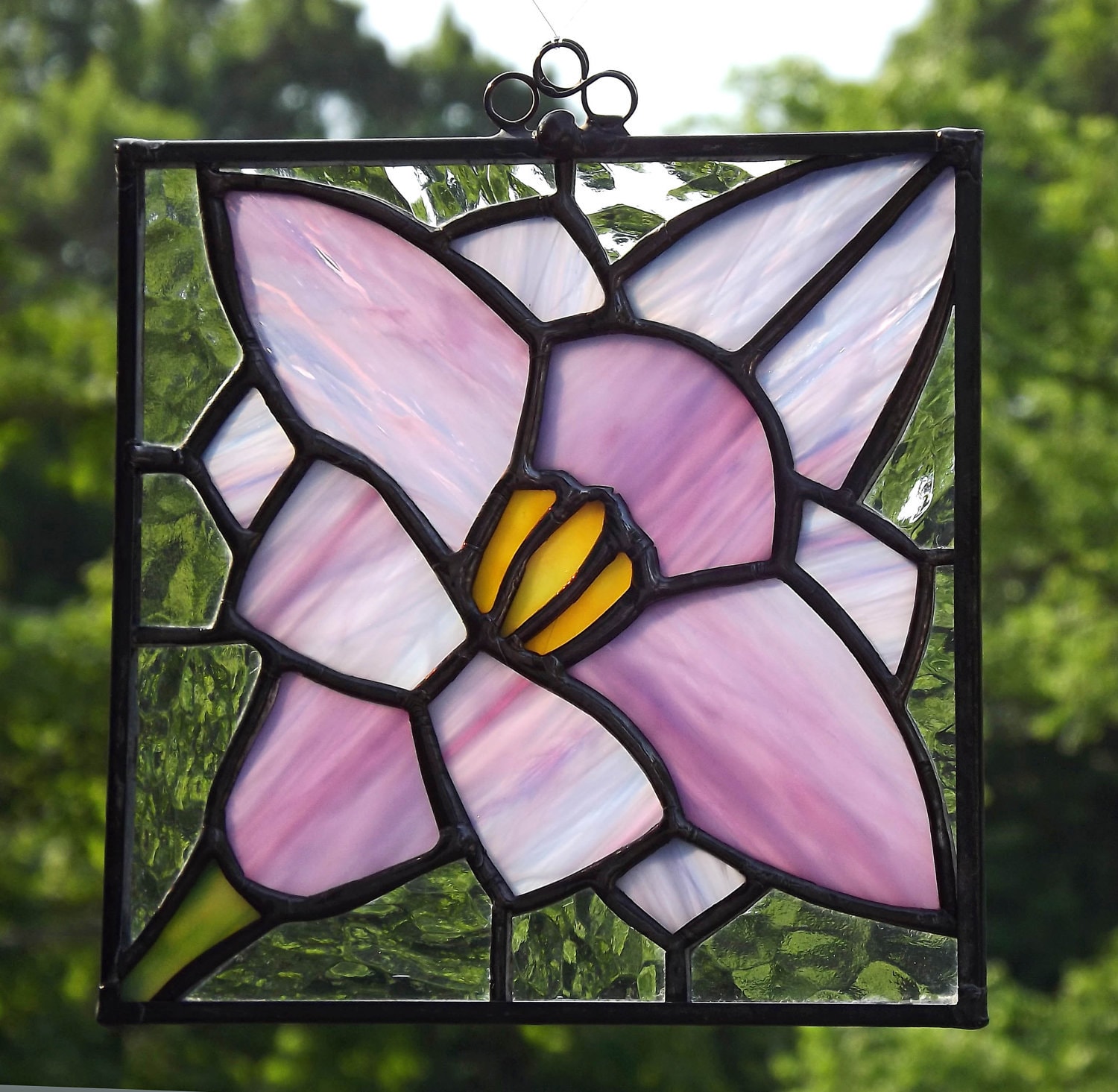 Art Deco Orchid Stained Glass Suncatcher Purple