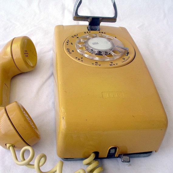 Yellow Rotary Wall Phone