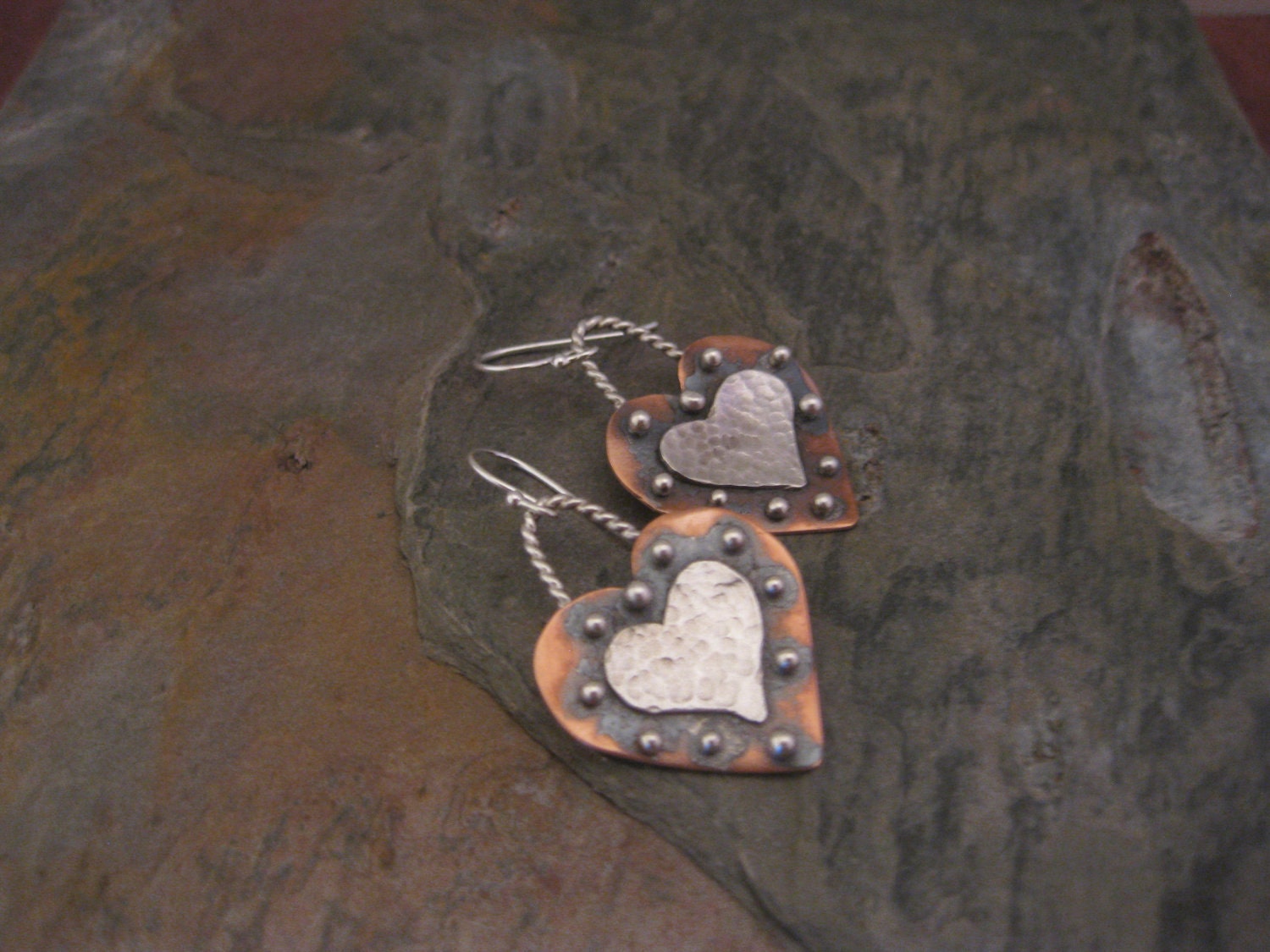 Copper Heart Earrings