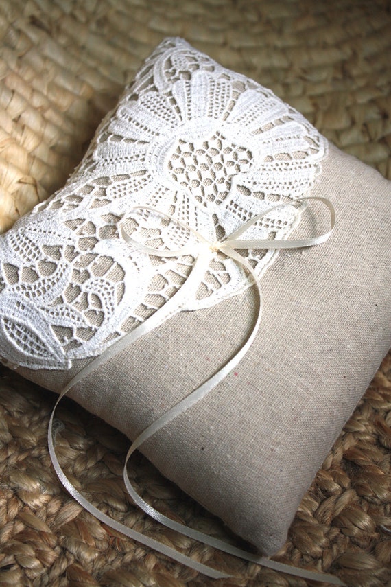 Items similar to Ava. Antique Lace Ring Bearer Pillow. Ready to Ship ...