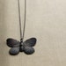 Black Butterflies - Oxidized Sterling Silver Chain Necklace