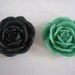 2PCS - 38mm Black and Green - Rose Cabochons - Great for Rings and Necklaces