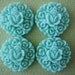4PCS - Rosebud Flower Cabochons - Resin - Mint - 17mm - Cabochons by ZARDENIA