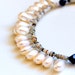pearl wrapped necklace. beaded bridal jewelry lapis lazuli and tribal heishi seashells / romantic GIFT