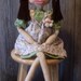 PRIMITIVE Folk Art DOLL With Bunny Pin Spring Summer Country Home Decor Shipping Included