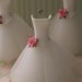 Place Card holders, wedding place card holders, wedding party favors, Ivory tulle/ Pink Rose 10 pieces