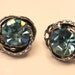 Vintage light blue rhinestone earrings. Clip on