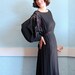 End of Year Sale - Vintage 1930s Dress - 30s Evening Gown - Couture Black Crepe de Chine