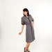 Vintage 1940s Rayon Dress - 40s Swing Dress - Navy Blue Geometric Print