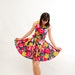 Vintage 1980s Summer Dress - 80s Party Dress - Bright Painted Floral Print