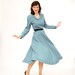 Vintage 1950s Wool Dress - 50s Winter Dress - Cornflower Blue