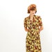 Vintage 1940 Dress - 40s Floral Dress - Brown & Yellow Lily Print