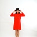 Vintage 1960s MOD Dress - 60s Mini Dress - Bright Coral Red