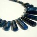 Blue Lapis Lazuli Necklace, Graduated Fan, Collar, Indigo Blue, Gold Fill