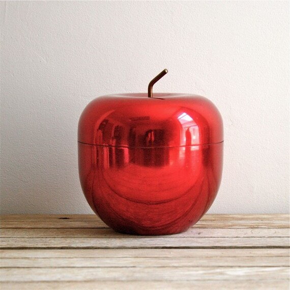 vintage modern red apple cookie jar
