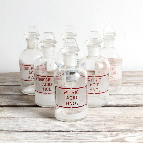 Items similar to vintage apothecary lab glass bottles on Etsy
