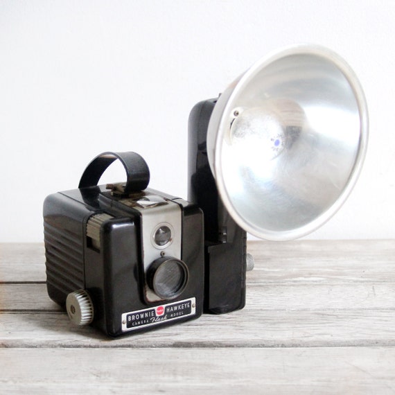 vintage brownie hawkeye camera with detachable flash