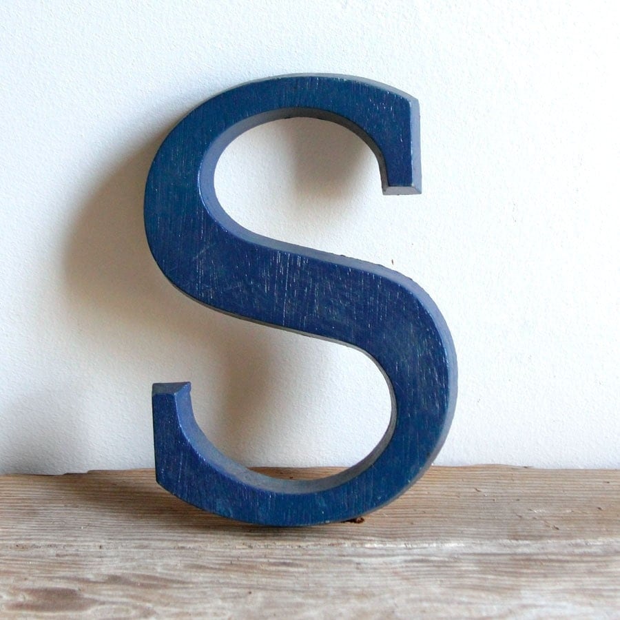vintage blue sign letter S