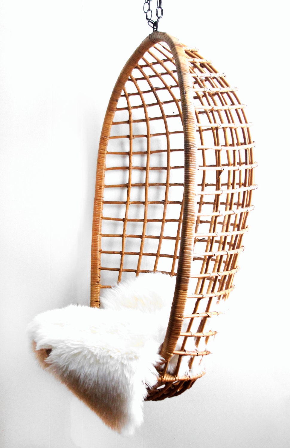 vintage hanging rattan egg chair by lacklusterco on Etsy