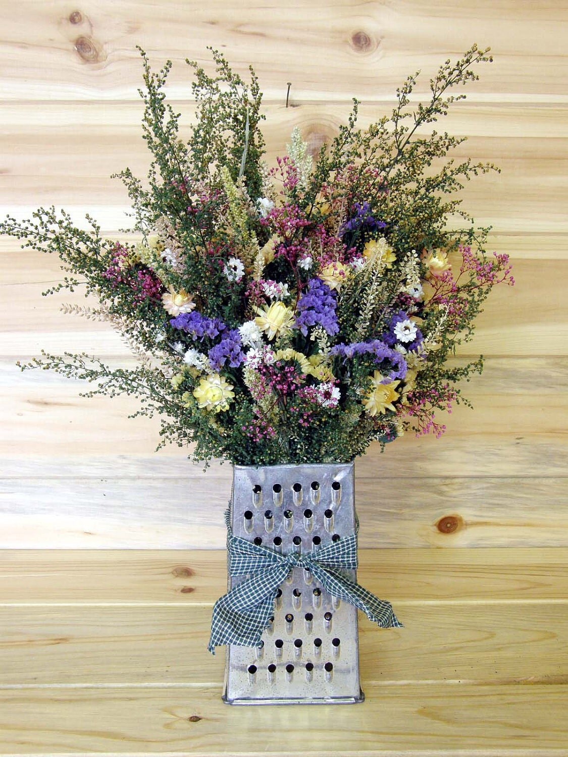 Country Dried Flower Grater Table Arrangement
