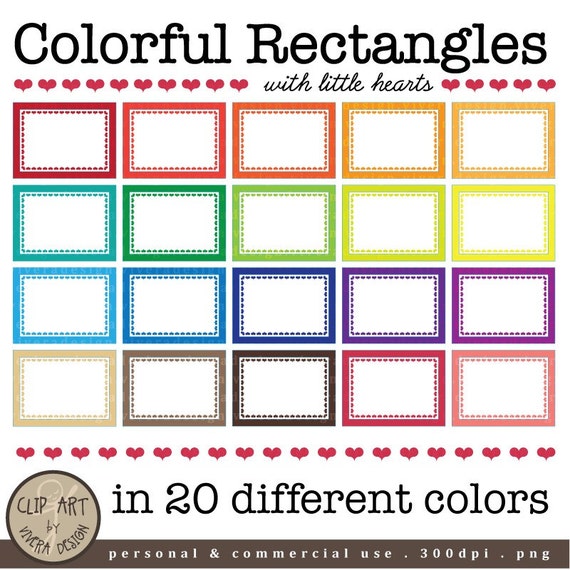 Digital Rectangle Frames 20 Colorful Rectangles with little