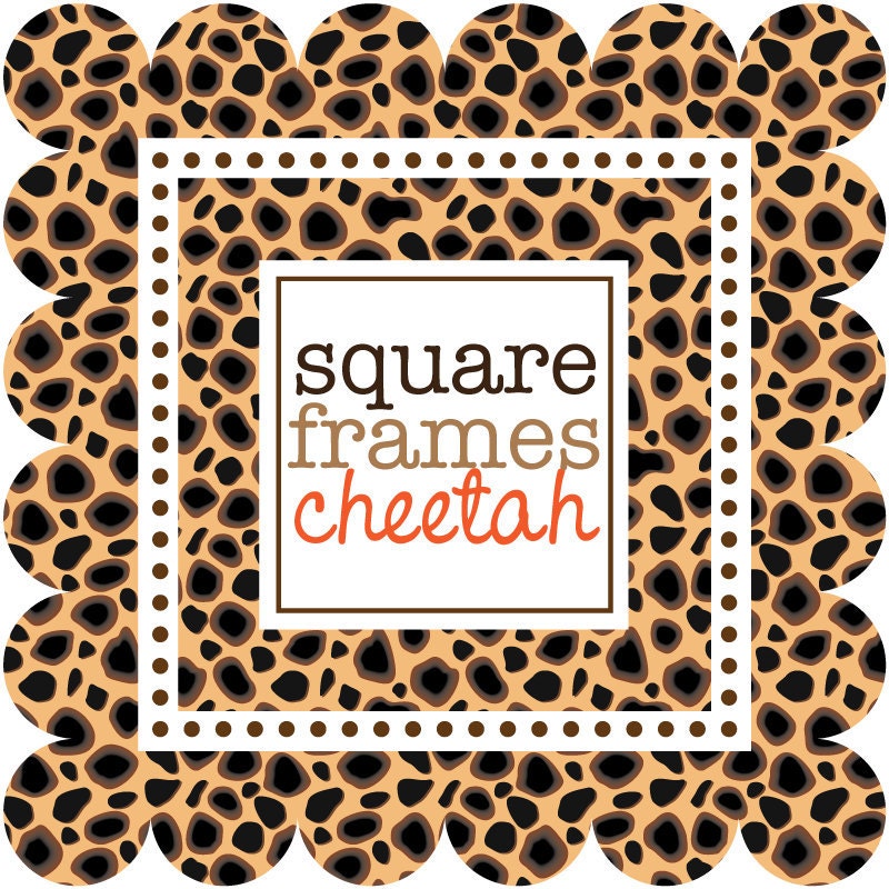 Items similar to Digital Clip Art - Square Frames in Cheetah Pattern on ...