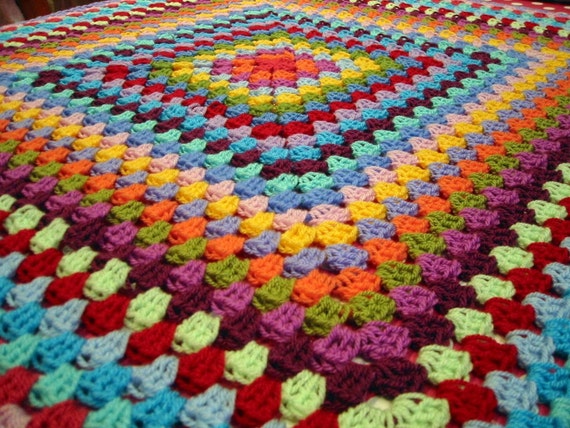 Give the Gift Crochet Granny Square Blanket Sublime Rainbow Colors Afghan