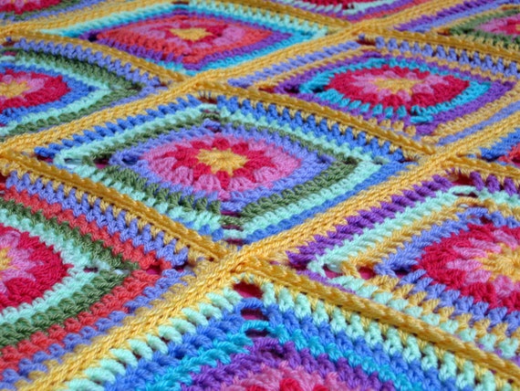 pattern central bags crochet Tutti Daisy Granny Frutti Pattern PDF Afghan Square Crochet Blanket