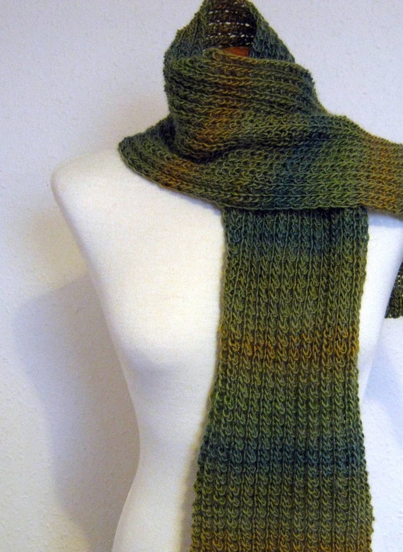 Man or Woman Mirage Ribbed Variegated Hand Knitted Scarf by Thesunroomuk