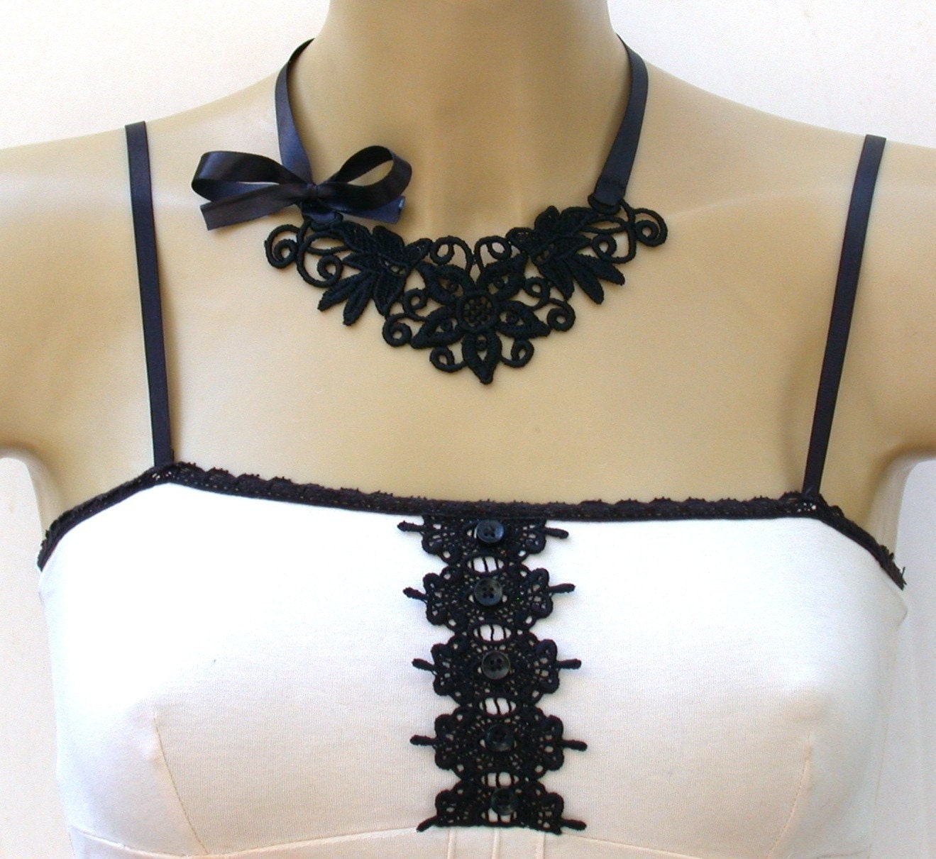 Lace Necklace Antique Black Lace Choker Necklace
