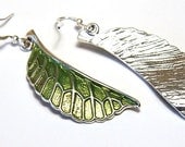 Green Leaves Earrings. Summer Nature Earrings. Simple Modern Jewelry. Bronze or Silver Earrings