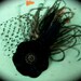 holiday sale- petite night bloom - black fascinator with vintage velvet flower, vintage veiling and vintage feathers