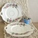Pair of Vintage Hand Painted Porcelain Serving Platters with Flowers