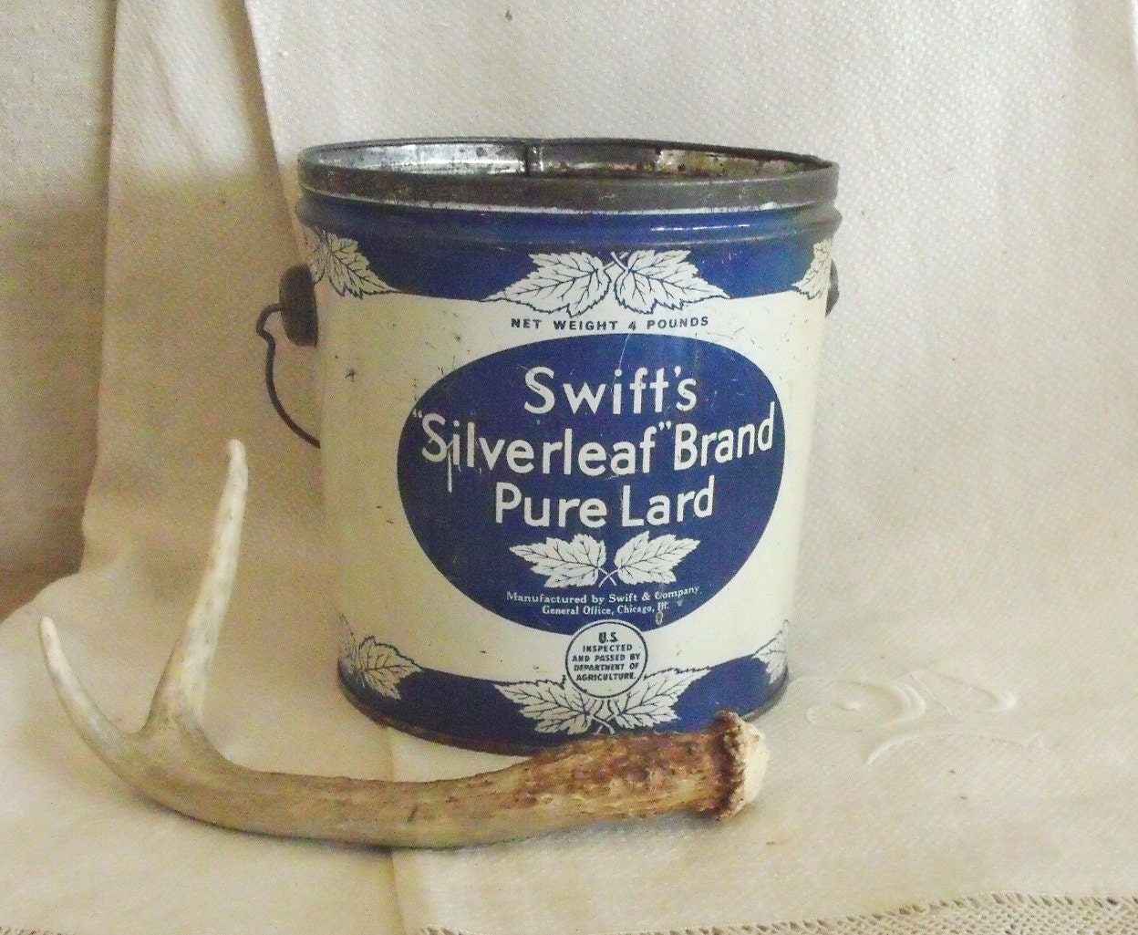Antique Swift's Lard Tin Bucket