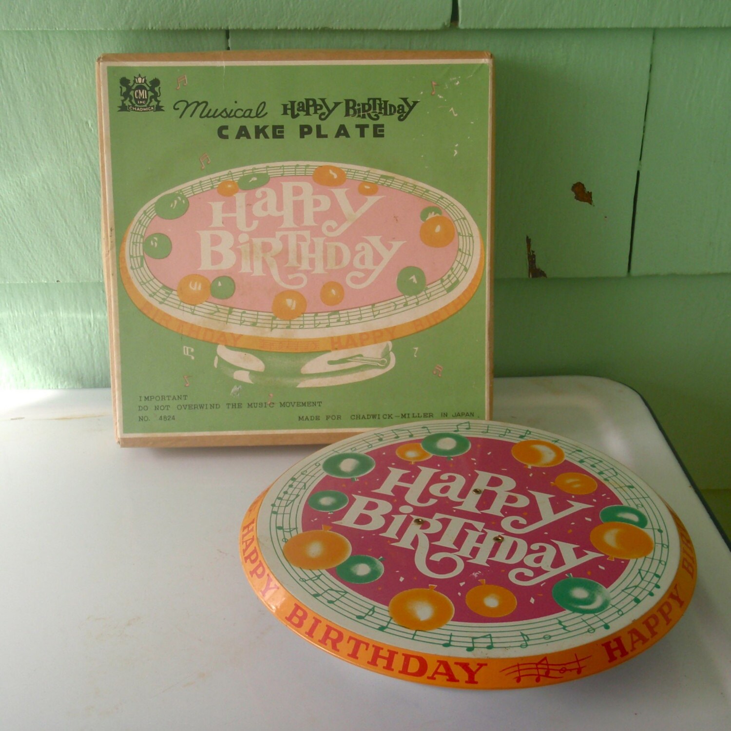 50s 60s Musical Happy Birthday Cake Plate