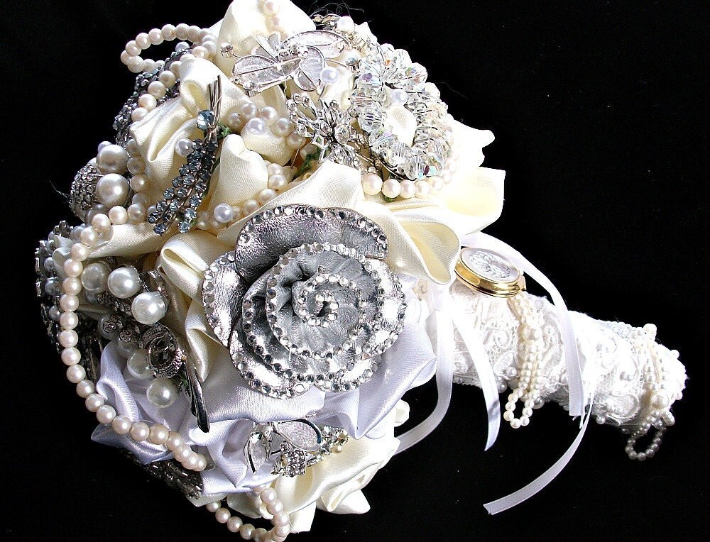 888 New bridal bouquet jewelry 960 alternative wedding brooch Bridal bouquet by thealteredchick 