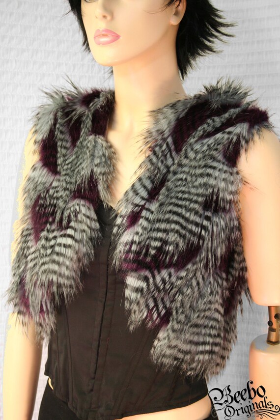 Gorgeous in Grey Cropped LUXE Feather Fur Vest