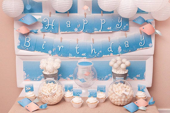 OCEAN BLUE Collection - Printable Under the Sea Party Set Il_570xn