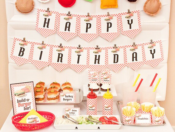 BURGER-n-FRIES Birthday Collection - Printable Barbecue Décor Il_570xn