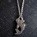 Koi Fish Necklace - Little Pewter Koi Fish Charm on Silver Chain