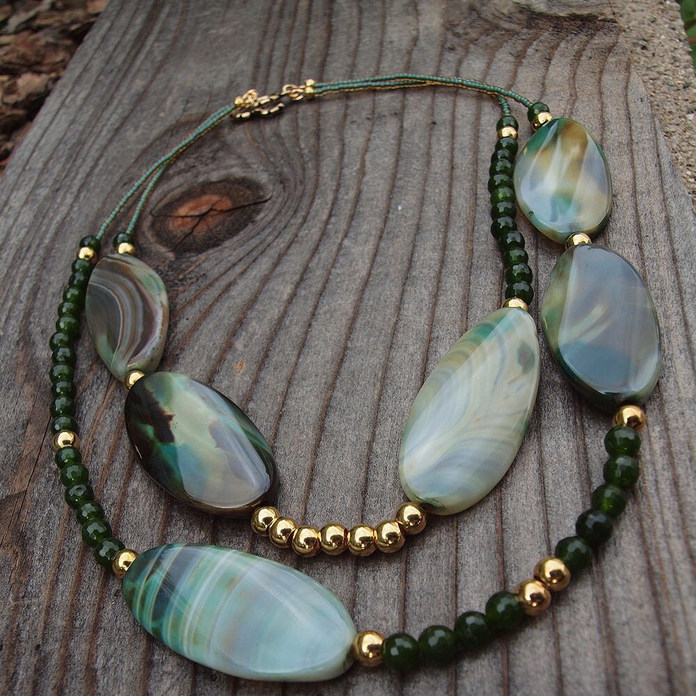 Chunky Agate Double Stand Necklace