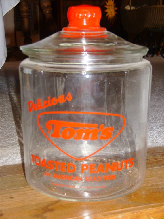 Vintage Tom's peanut first red jar with lid