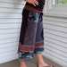 Patchwork Eco Gaucho PANTS, upcycled, clothing, cropped, jersey, yoga, pockets, black, gray & red mix, Om applique, size XS, by Zasra