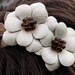 Ivory flower headband fascinator with brown leaves woodland wedding 3 year anniversary gift