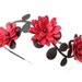 Flower headband red headband leather headband wedding headband floral headband leather rose mixed media bridal hair accessory